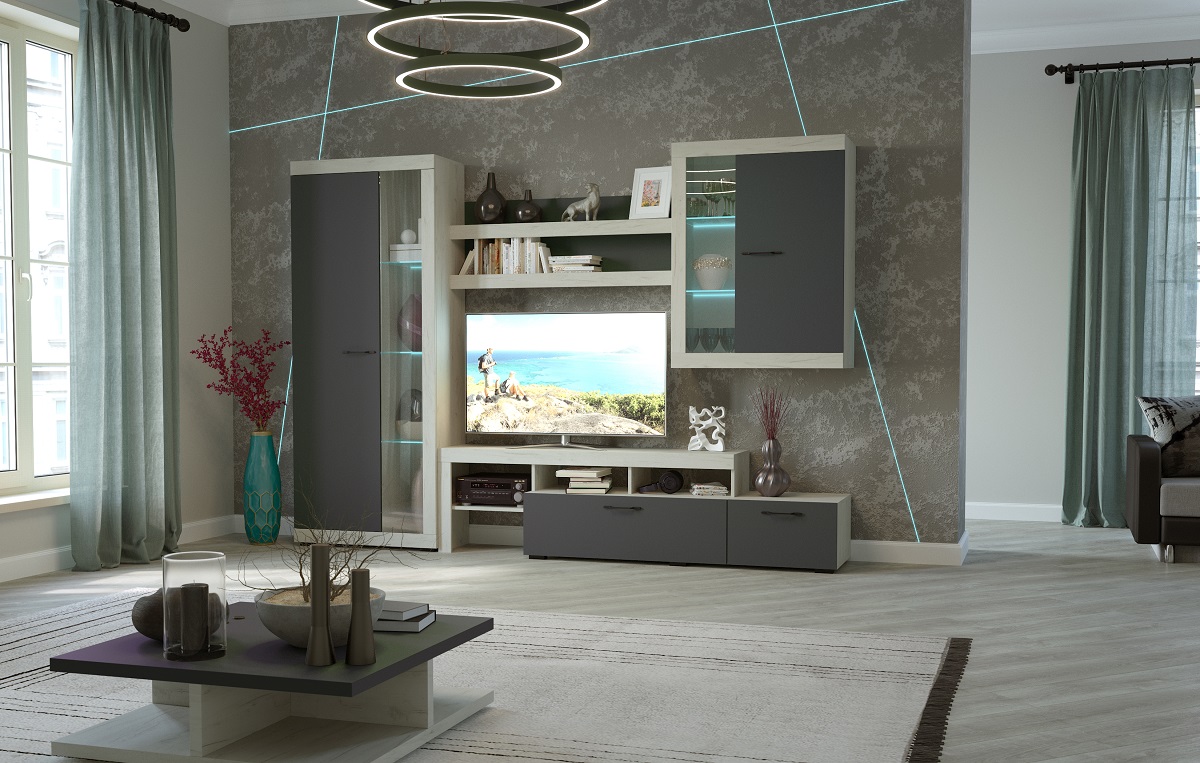 Соната (Дуб крафт белый/Антрацит)