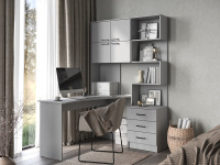 Компьютерный стол Брауни Левый Шиншилла серая