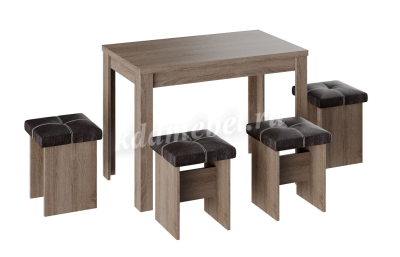 Обеденная группа Бон тип 5 (Дуб сонома трюфель/Шоколад к/з)