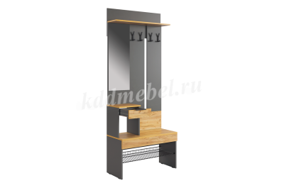 Прихожая К3 Баско (Графит/Дуб крафт золотой)