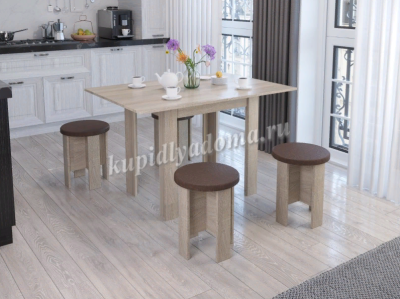 Обеденная группа Капучино-2 (Дуб сонома/Ткань коричневая)