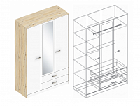 Шкаф Милана 3дв. 1400 с ящиками (Гаскон пайн/Белый лофт)