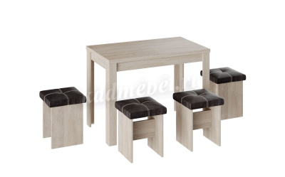 Обеденная группа Бон тип 5 (Дуб сонома/Шоколад к/з) 