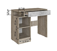 Стол косметический Вегас (Дуб крафт серый/Цемент)