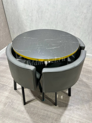 Обеденная группа DT/DC-805 (Черный мрамор/Серый/Каркас черный)