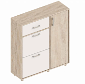 Обувница 3ств. Граф с ящиком (Дуб баррик/Перламутр)