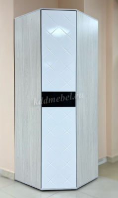 Шкаф угловой Кимберли (Ясень белый/Белый глянец)