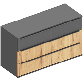 Комод Стил 6 ящиков (Темно-серый/Дуб золотистый)