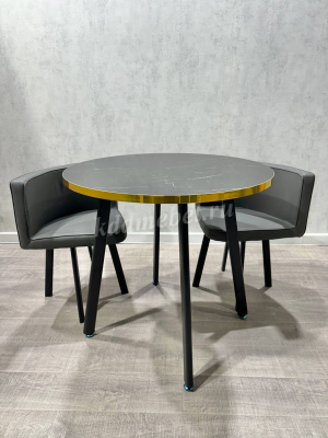 Обеденная группа DT/DC-805 (Черный мрамор/Серый/Каркас черный)