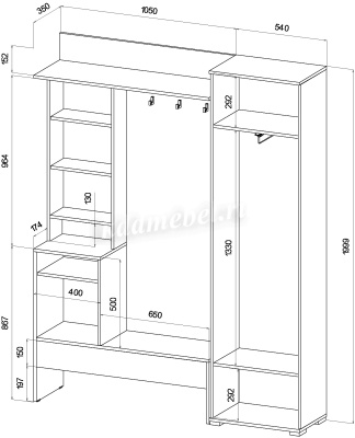 Прихожая Сабрина (Дуб вотан/Графит)