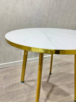 Обеденная группа DT/DC-805 (Белый мрамор/Бежевый/Каркас золотой) УЦЕНКА