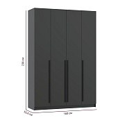 Шкаф для одежды 4-х дв. Брандо 67.13 (h 2380) (Диамант серый/Графит МДФ)