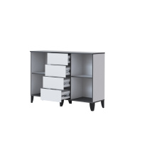 ТЭКС_Гостиная Амара_комод откр белый с тиснением, графит серый