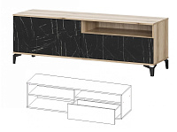Тумба ТВ Луксор-02 (Делано светлый/Камень Пьетра черный)