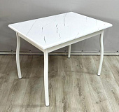 Стол обеденный раздвижной Дейтройт К (Мрамор белый/Белый)