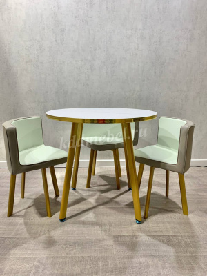 Обеденная группа DT/DC-805 (Белый мрамор/Светло-серый/Каркас золотой) 