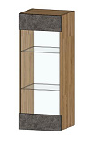 Шкаф навесной Даллас со стеклом (Дуб вотан/Цемент темный)
