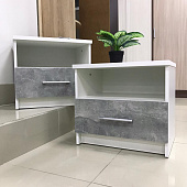 Тумба прикроватная Аврора (2 шт) (Белый/Ателье светлый)