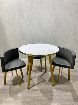 Обеденная группа DT/DC-805 (Белый мрамор/Серый/Каркас золотой)