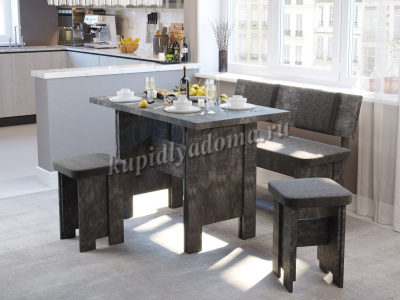 Обеденая группа Милан Тип-1(Ателье темное/Рокс ткань)