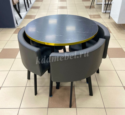 Обеденная группа DT/DC-805 (Черный мрамор/Серый/Каркас черный)