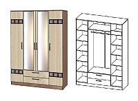 Шкаф Коста-Рика 4-х створчатый (Ясень шимо темный/Ясень шимо светлый)