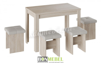 Обеденная группа Бон тип 5 (Дуб сонома/Темно серый к/з)